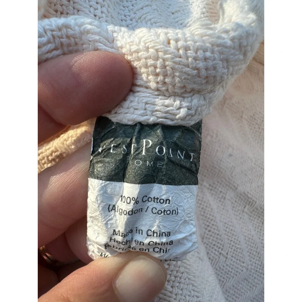 WestPoint Home Set of 2 100% Cotton Herringbone Weave Blanket Cream Off-White